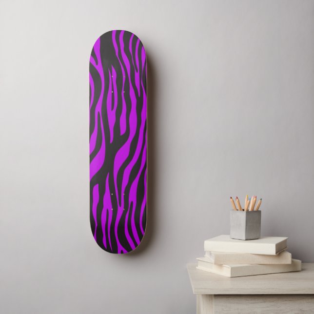 Zebra Print, Zebra Stripes, Purple Zebra, Jungle Skateboard Deck (Wall Art)