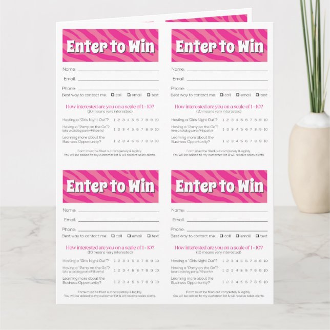 Zebra Printable Vendor Slips – Editable Download Card (Front)
