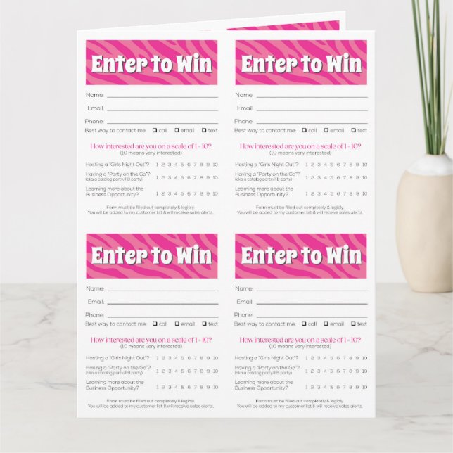 Zebra Printable Vendor Slips – Editable Download Card (Front)