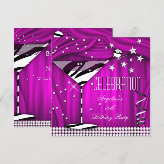 Zebra Purple Pink Celebration Birthday Party Invitation | Zazzle.com