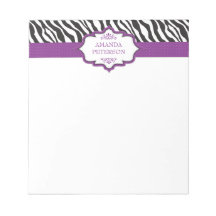 Zebra Purple Ribbon Notepad