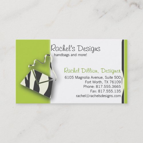 Zebra Purse - lime Business Card