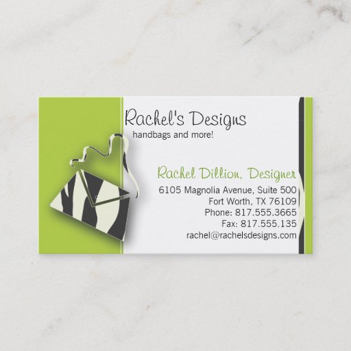 Customizable Zebra Purse - lime Business Card