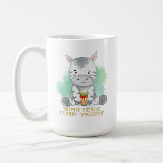 zebra quote cartoon drinking bobba tea coffee mug