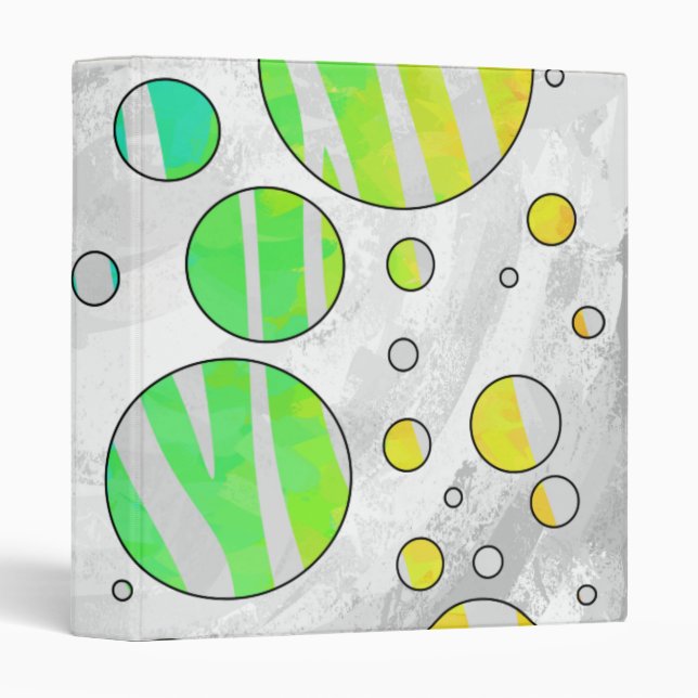 Zebra Rainbow and White Print 3 Ring Binder (Front/Spine)