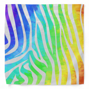 Zebra Rainbow and White Print Bandana