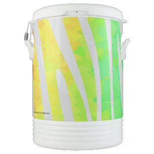 Zebra Rainbow and White Print Beverage Cooler