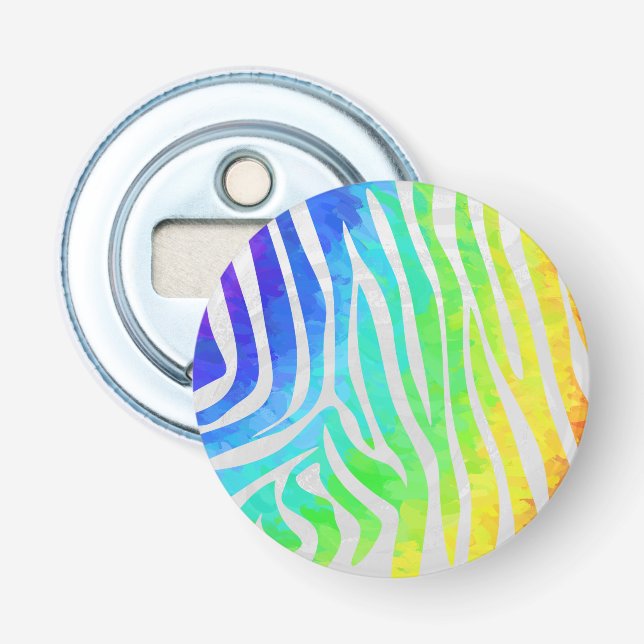 Zebra Rainbow and White Print Bottle Opener (Front)