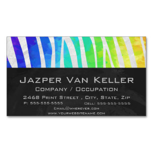 Zebra Rainbow and White Print Business Card Magnet