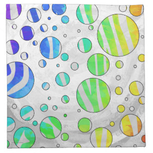 Zebra Rainbow and White Print Cloth Napkin