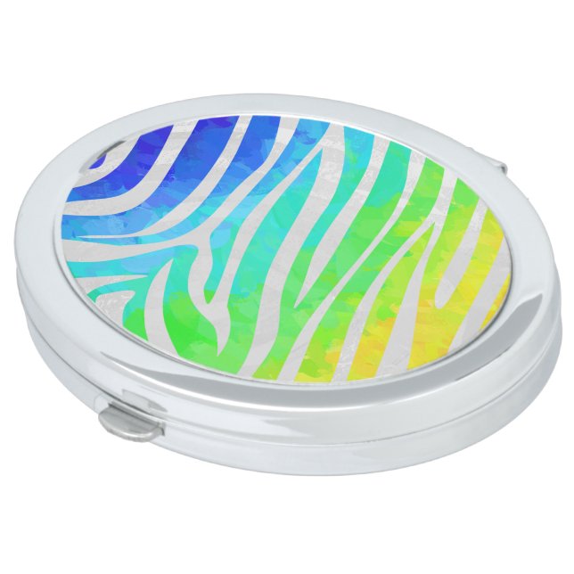 Zebra Rainbow and White Print Compact Mirror (Turned)