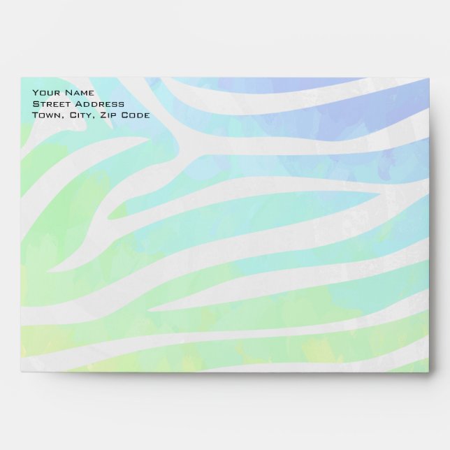 Zebra Rainbow and White Print Envelope (Front)