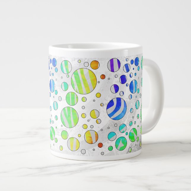 Zebra Rainbow and White Print Giant Coffee Mug (Front Right)