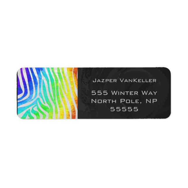 Zebra Rainbow and White Print Label (Front)