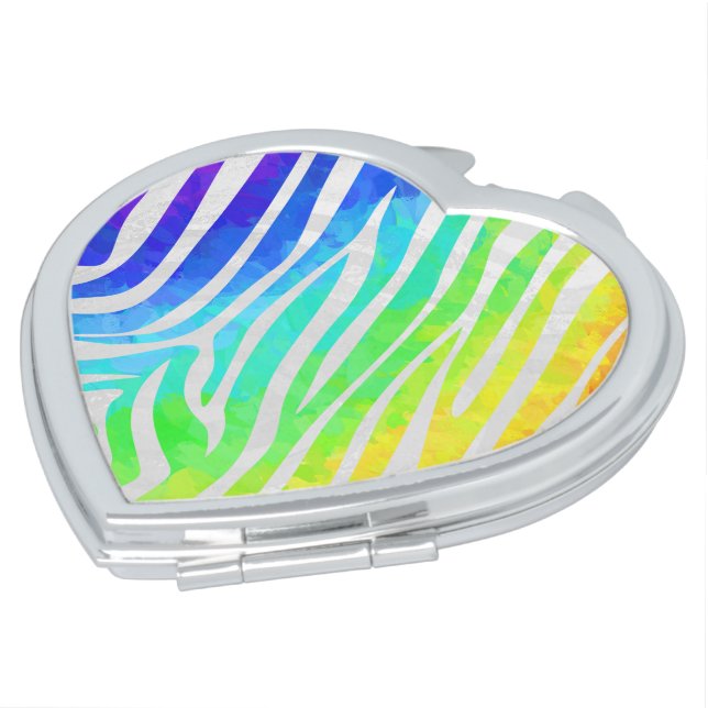Zebra Rainbow and White Print Makeup Mirror (Turned)