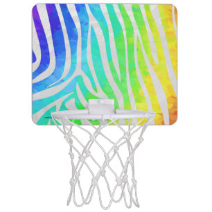 Zebra Rainbow and White Print Mini Basketball Hoop