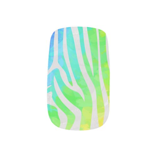 Zebra Rainbow and White Print Minx Nail Wraps