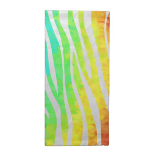 Zebra Rainbow and White Print Napkin