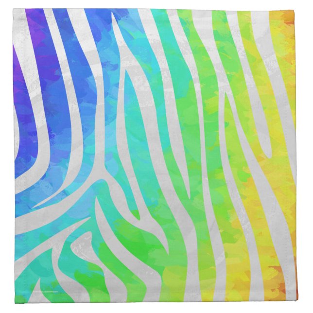 Zebra Rainbow and White Print Napkin (Front)