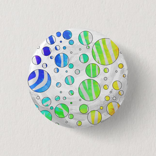 Zebra Rainbow and White Print Pinback Button (Front)
