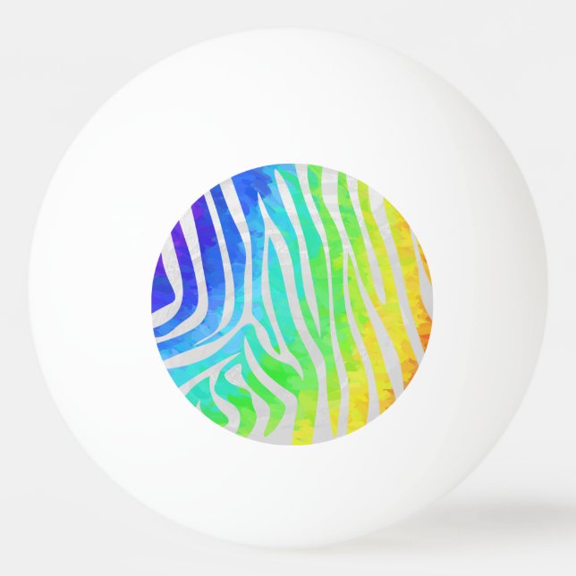 Zebra Rainbow and White Print Ping-Pong Ball (Front)