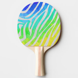 Zebra Rainbow and White Print Ping Pong Paddle