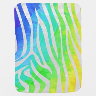 Zebra Rainbow and White Print Receiving Blanket