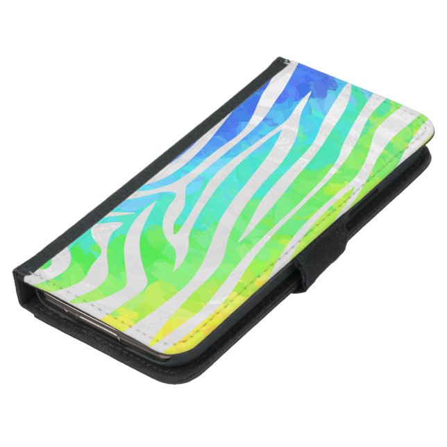 Zebra Rainbow and White Print Samsung Galaxy Wallet Case (Bottom)