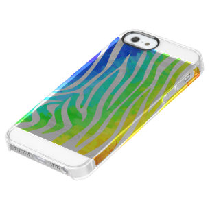 Zebra Rainbow and White Print Clear iPhone SE/5/5s Case