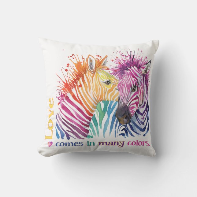 Zebra Rainbow Outdoor Pillow (Front)