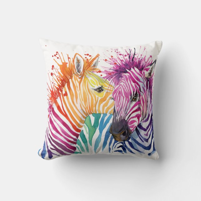 Zebra Rainbow Pillow (Front)