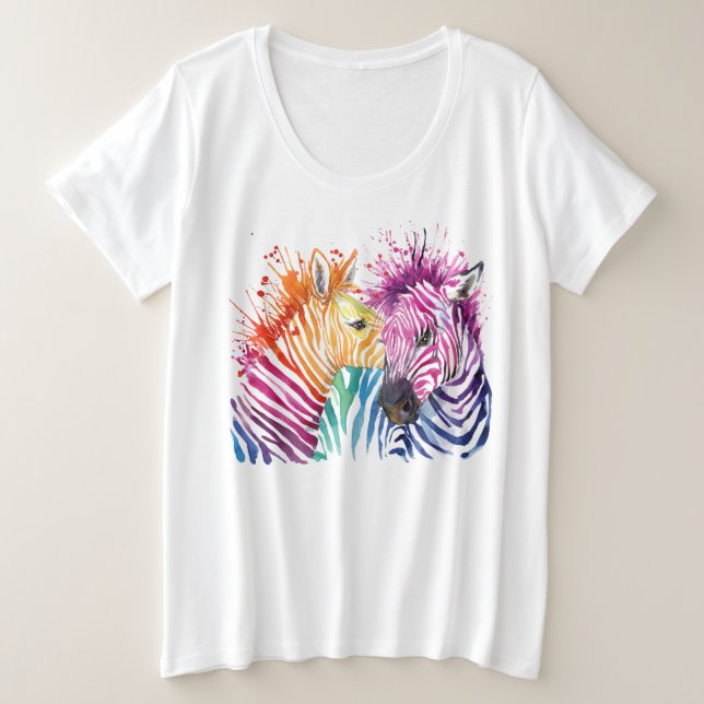 Zebra Rainbow Plus Size T Shirt (Design Front)