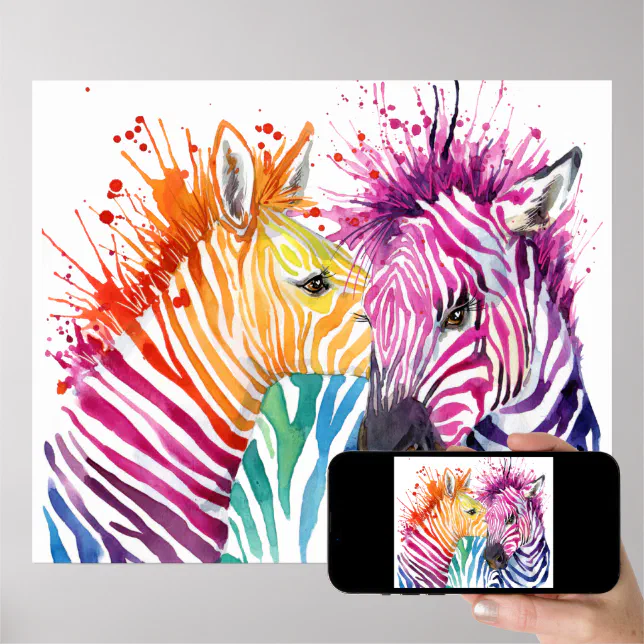 Zebra Rainbow Poster Zazzle
