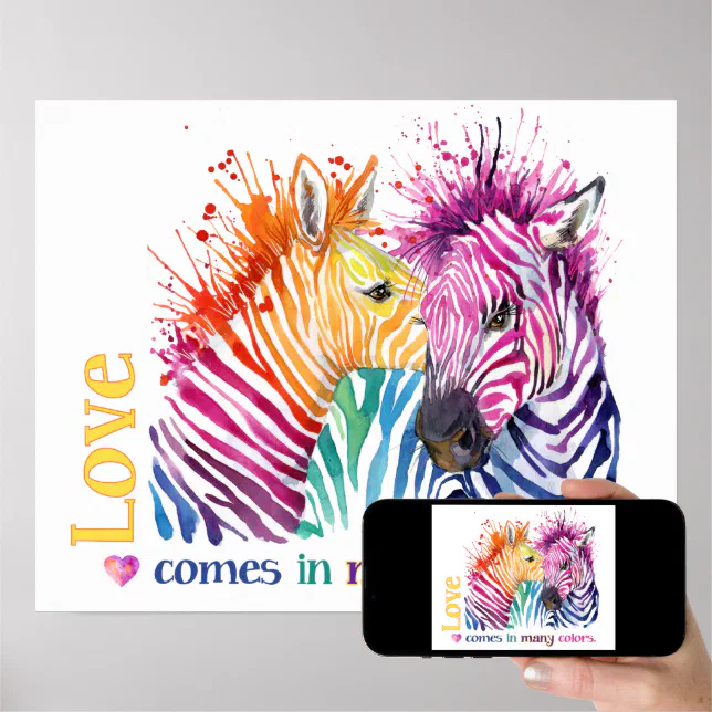 Zebra Rainbow Poster Zazzle