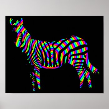 Zebra Rainbow Silhouette Poster Sign by FunnyBusiness at Zazzle