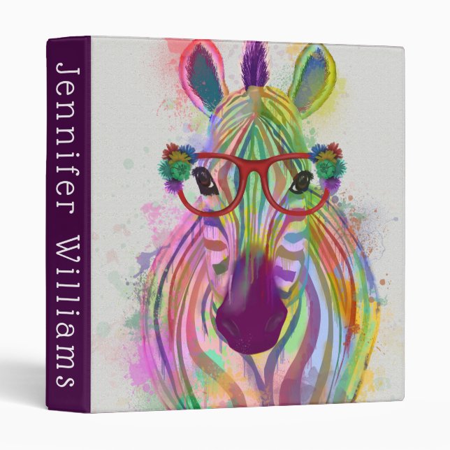 Zebra Rainbow Splash 3 Ring Binder (Front/Spine)