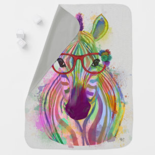 Zebra Rainbow Splash Baby Blanket