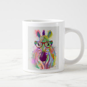 Zebra Rainbow Splash Giant Coffee Mug