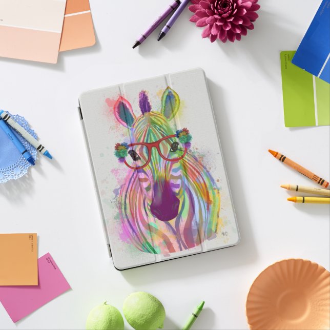 Zebra Rainbow Splash iPad Pro Cover (Desk)