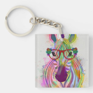 Zebra Rainbow Splash Keychain