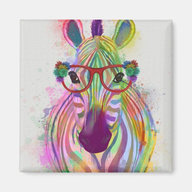 Zebra Rainbow Splash Magnet (Front)