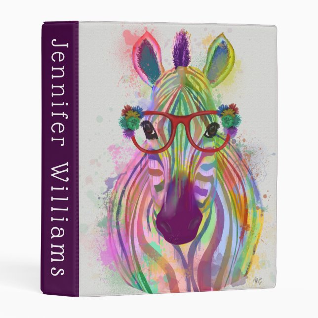Zebra Rainbow Splash Mini Binder (Front/Spine)
