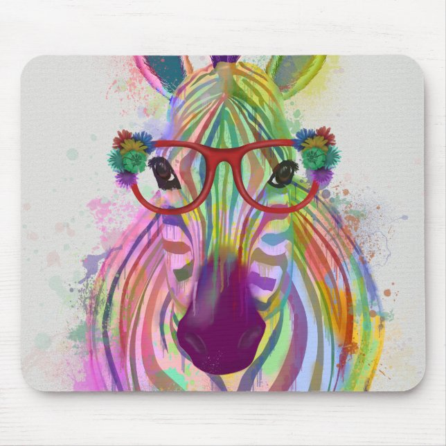 Zebra Rainbow Splash Mouse Pad (Front)