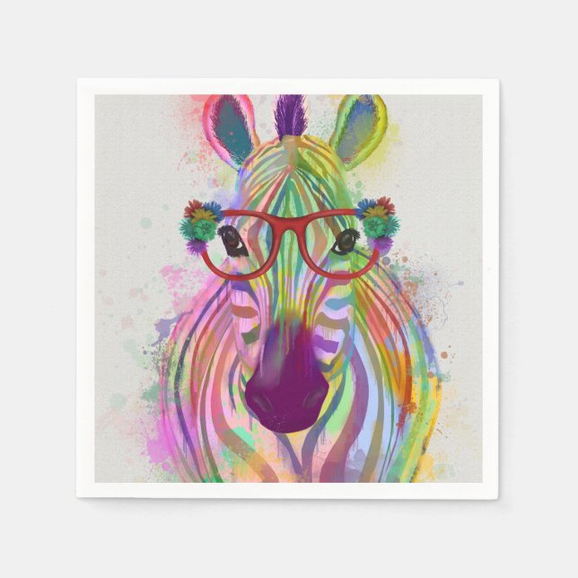 Zebra Rainbow Splash Napkins (Front)