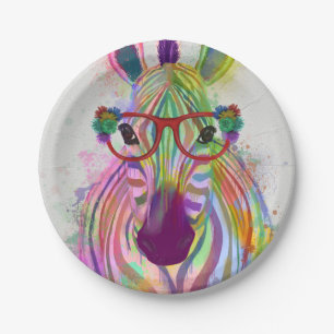 Zebra Rainbow Splash Paper Plates
