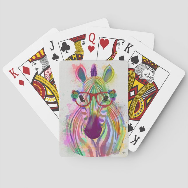 Zebra Rainbow Splash Poker Cards (Back)