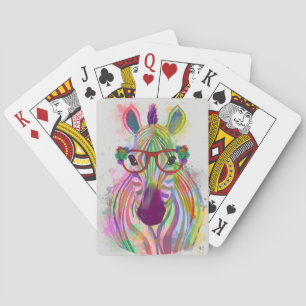 Zebra Rainbow Splash Poker Cards