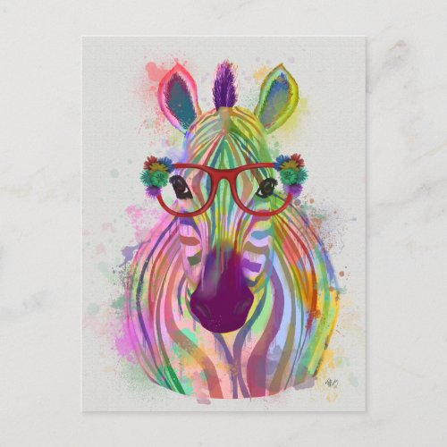 Zebra Rainbow Splash Postcard