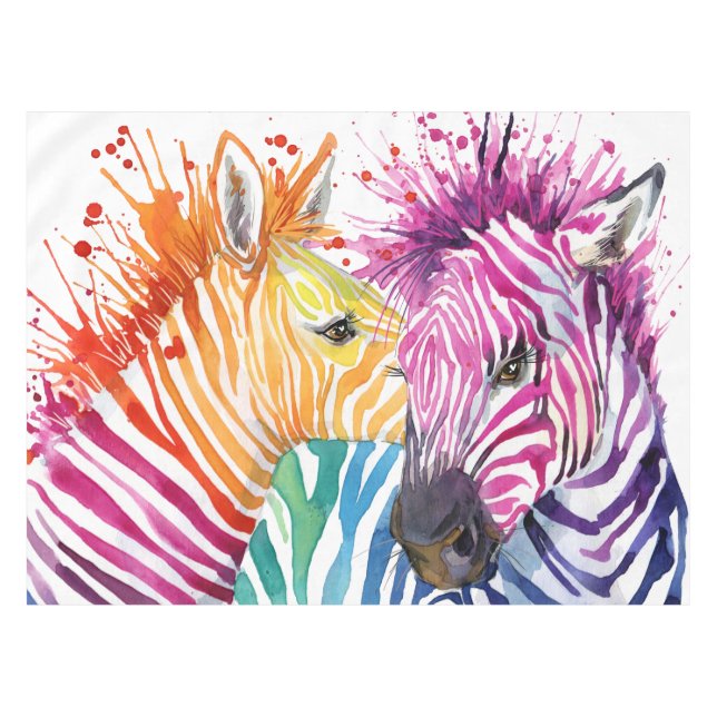 Zebra Rainbow Tablecloth (Front (Horizontal))