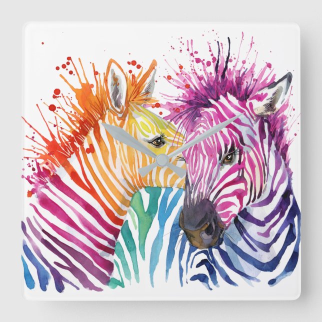 Zebra Rainbow Wall Clock (Front)